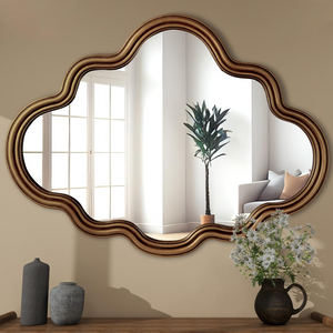 Homeroots 30" Gold Scalloped Metal Framed Accent Mirror  Mirror 569262