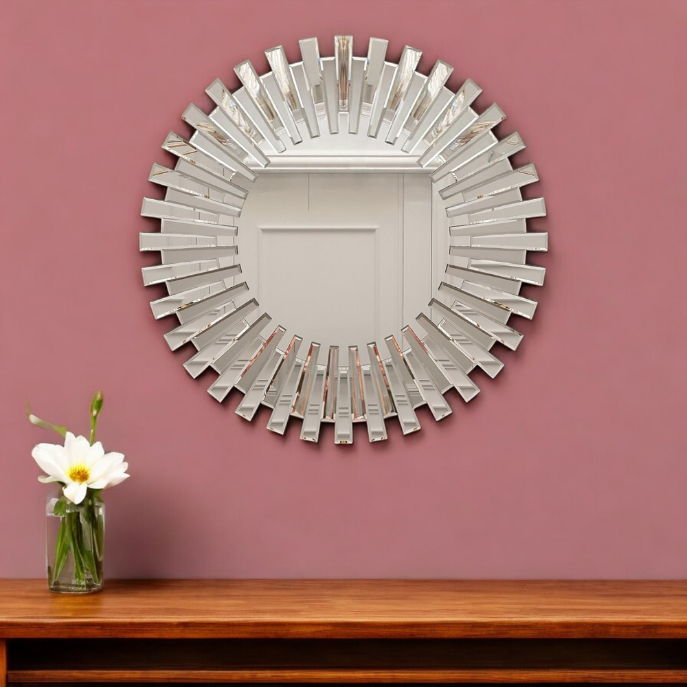 Homeroots 32" Silver Sunburst Unframed Accent Mirror  Mirror 569264