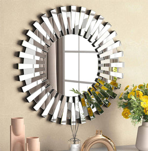 Homeroots 32" Silver Sunburst Unframed Accent Mirror  Mirror 569264