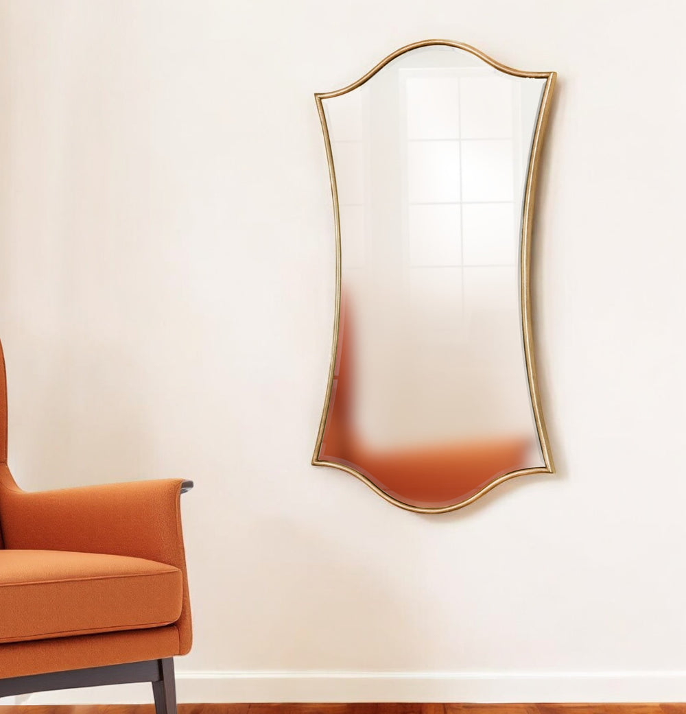 Homeroots 31" Gold Scalloped Metal Framed Accent Mirror  Mirror 569265