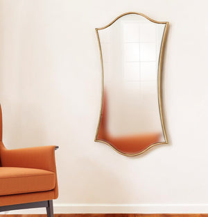 Homeroots 31" Gold Scalloped Metal Framed Accent Mirror  Mirror 569265