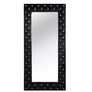 Homeroots 71" Black Wood And Faux Crystal Framed Freestanding And Wall Mount Standing Mirror  Mirror 569267
