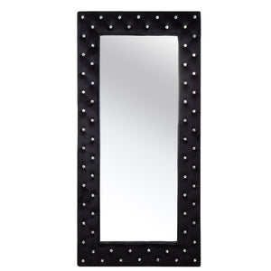 Homeroots 71" Black Wood And Faux Crystal Framed Freestanding And Wall Mount Standing Mirror  Mirror 569267