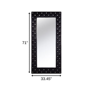 HomeRoots 71" Black Wood & Faux Crystal Framed Full-Length Mirror - Glamorous Accent for Any Space! 569267