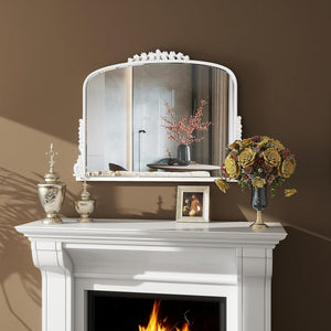 Homeroots 35" White Arch Framed Accent Mirror  Mirror 569269