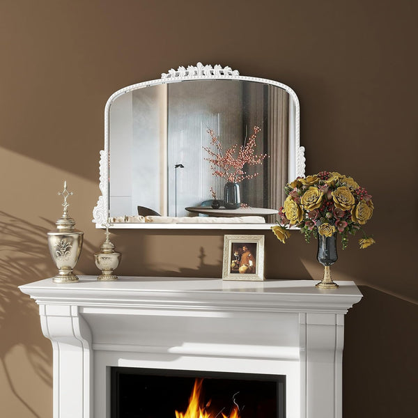 Homeroots 35" White Arch Framed Accent Mirror  Mirror 569269