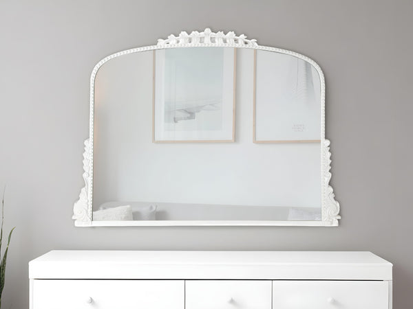 Homeroots 35" White Arch Framed Accent Mirror  Mirror 569269
