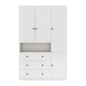 HomeRoots 74" White Combo Dresser with Four Doors & Three Drawers – Elegant Storage for Modern Bedrooms 569280