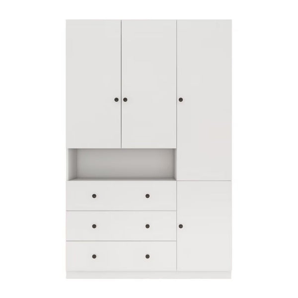 HomeRoots 74" White Combo Dresser with Four Doors & Three Drawers – Elegant Storage for Modern Bedrooms 569280