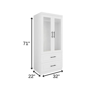 Homeroots 71" Elegant White And Clear Two-door Combo Dresser With Drawers For Stylish Storage Solutions  Manufactured Wood 569281