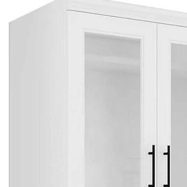 HomeRoots 71" Clear and White Modern Combo Dresser with 2 Doors & 2 Drawers for Stylish Bedroom Storage Solution 569281