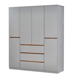 HomeRoots 75" Gray Six Door Combo Dresser - Contemporary Storage Solution with Drawers for Organized Bedrooms 569283
