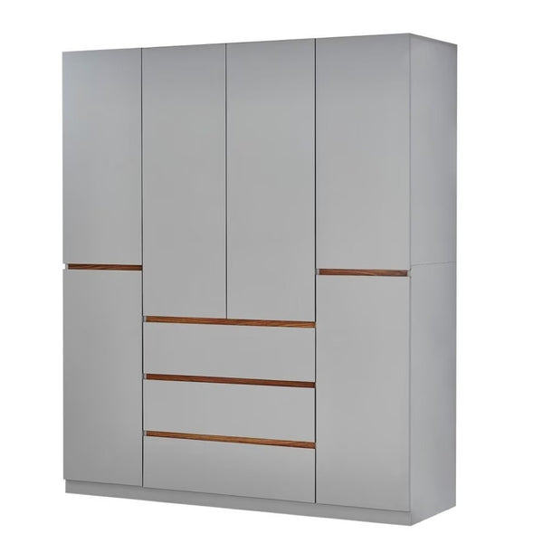HomeRoots 75" Gray Six Door Combo Dresser - Contemporary Storage Solution with Drawers for Organized Bedrooms 569283