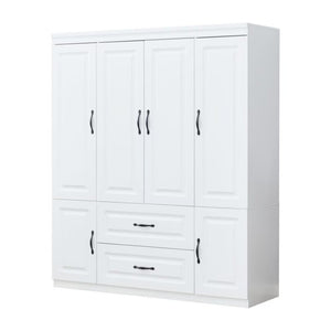 HomeRoots 72" White Stylish Six-Door Two-Drawer Combo Dresser for Modern Bedroom Storage & Organization 569285