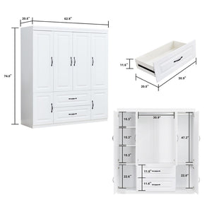 Homeroots 72" White Six Door Two Drawer Combo Dresser – Stylish Storage Solution For Your Bedroom Décor  Manufactured Wood 569285