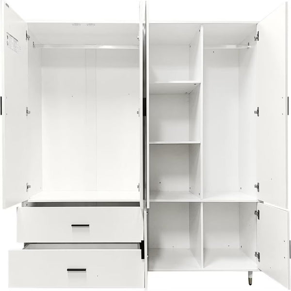 Homeroots 71" White Mirrored Combo Dresser With Five Doors & Two Drawers - Stylish Storage Solution For Any Room  Manufactured Wood 569287