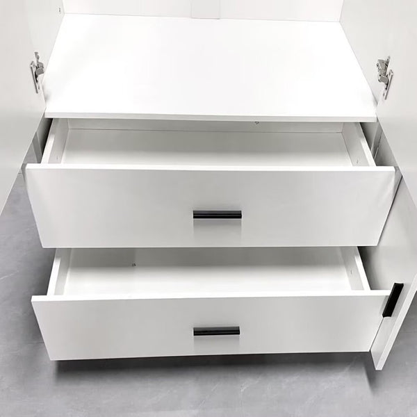 Homeroots 71" White Mirrored Combo Dresser With Five Doors & Two Drawers - Stylish Storage Solution For Any Room  Manufactured Wood 569287