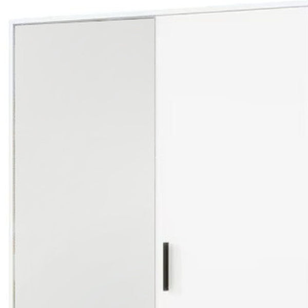 HomeRoots 71" Stylish White Mirrored Combo Dresser with Two Doors & Drawers for Modern Bedroom Storage Solutions 569288
