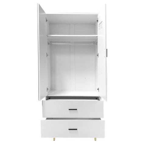 Homeroots 71" White Mirrored Two Door Combo Dresser – Stylish Storage Solution For Modern Bedrooms & Decor  Manufactured Wood 569288