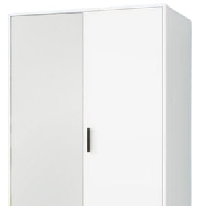 HomeRoots 71" Stylish White Mirrored Combo Dresser with Two Doors & Drawers for Modern Bedroom Storage Solutions 569288
