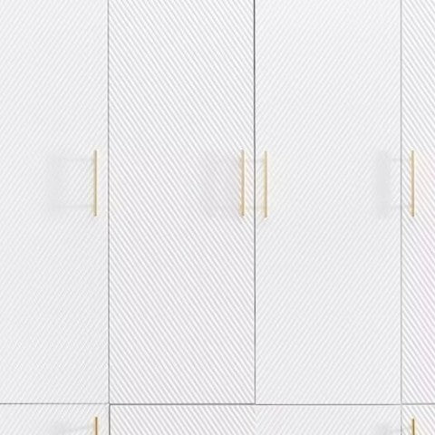 Homeroots 74" White Carved Geometric Combo Dresser With Six Doors & Three Drawers For Stylish Storage Solutions  Manufactured Wood 569289