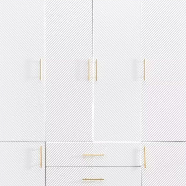 Homeroots 74" White Carved Geometric Combo Dresser With Six Doors & Three Drawers For Stylish Storage Solutions  Manufactured Wood 569289