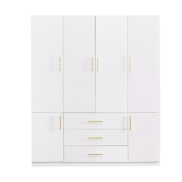 HomeRoots 74" White Carved Geometric Combo Dresser - Elegant Storage Solution with Doors & Drawers for Style 569289