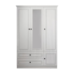 HomeRoots 71" White Mirrored Combo Dresser with 4 Doors & 2 Drawers - Modern Storage & Full-Length Mirror 569290