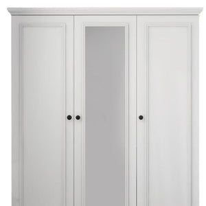 HomeRoots 71" White Mirrored Combo Dresser with 4 Doors & 2 Drawers - Modern Storage & Full-Length Mirror 569290