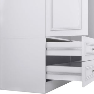 HomeRoots 71" White Mirrored Combo Dresser with 4 Doors & 2 Drawers - Modern Storage & Full-Length Mirror 569290