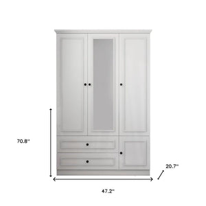 HomeRoots 71" White Mirrored Combo Dresser with 4 Doors & 2 Drawers - Modern Storage & Full-Length Mirror 569290
