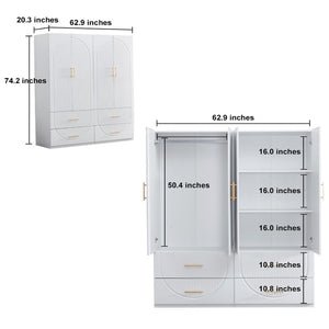 Homeroots 74" White Carved Geometric Combo Dresser - Stylish Four Door & Four Drawer Storage Solution For Any Room  Manufactured Wood 569291