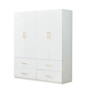 HomeRoots 74" White Carved Geometric Combo Dresser - Modern Storage Solution with Style & Functionality 569291