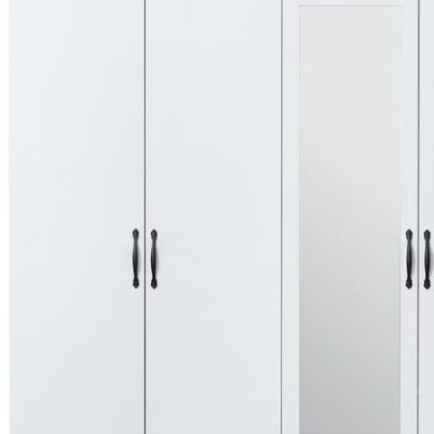 Homeroots 74" White Mirrored Combo Dresser With Four Doors & Drawers - Stylish Storage Solution For Any Room  Manufactured Wood 569292