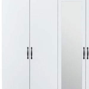 Homeroots 74" White Mirrored Combo Dresser With Four Doors & Drawers - Stylish Storage Solution For Any Room  Manufactured Wood 569292