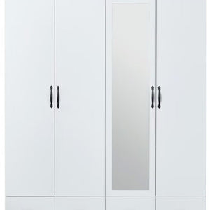 Homeroots 74" White Mirrored Combo Dresser With Four Doors & Drawers - Stylish Storage Solution For Any Room  Manufactured Wood 569292