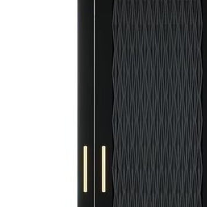 Homeroots 71" Modern Black Carved Geometric Two-door Dresser With Mirrored Finish And Ample Storage Space  Manufactured Wood 569293