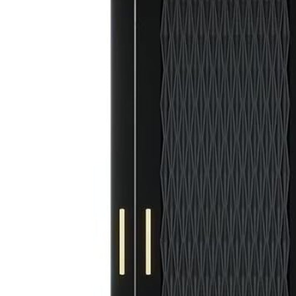 Homeroots 71" Modern Black Carved Geometric Two-door Dresser With Mirrored Finish And Ample Storage Space  Manufactured Wood 569293