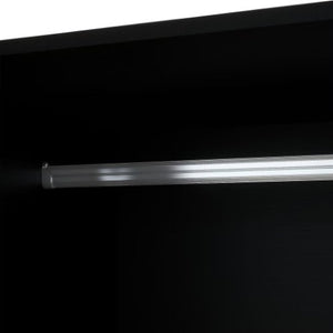 Homeroots 71" Modern Black Carved Geometric Two-door Dresser With Mirrored Finish And Ample Storage Space  Manufactured Wood 569293