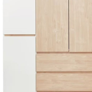 Homeroots 75" White And Natural Six-door Combo Dresser With Three Easy-open Drawers For Stylish Storage Solutions  Manufactured Wood 569295