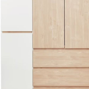 Homeroots 75" White And Natural Six-door Combo Dresser With Three Easy-open Drawers For Stylish Storage Solutions  Manufactured Wood 569295