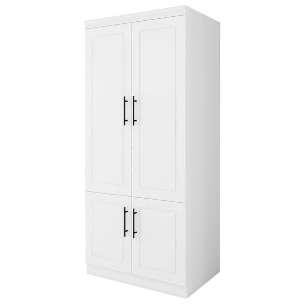 HomeRoots 71" Modern White Four Door Combo Dresser - Stylish Storage Solution with Versatile Organization Options 569296