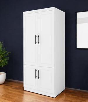 Homeroots 71" White Four Door Combo Dresser - Stylish Storage Solution With Drawers & Doors For Any Room  Manufactured Wood 569296
