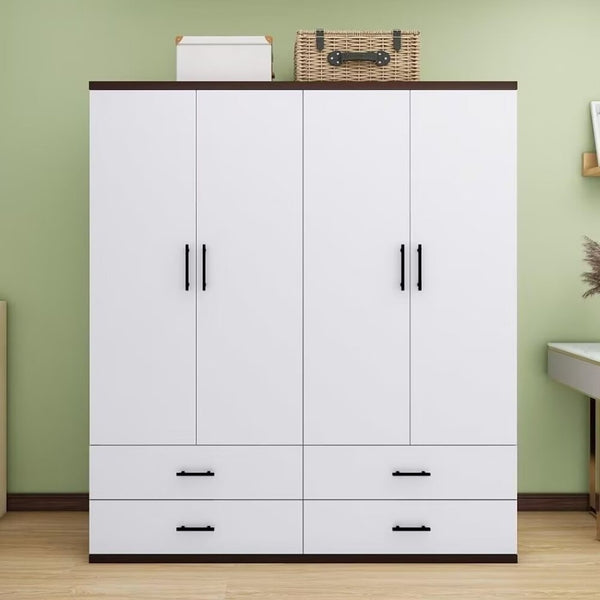 Homeroots 71" White Four Door Combo Dresser With Four Storage Drawers - Stylish, Durable, And Versatile Design  Manufactured Wood 569297