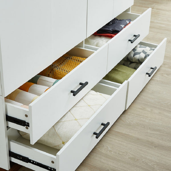 Homeroots 71" White Four Door Combo Dresser With Four Storage Drawers - Stylish, Durable, And Versatile Design  Manufactured Wood 569297