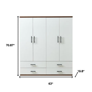 Homeroots 71" White Four Door Combo Dresser With Four Storage Drawers - Stylish, Durable, And Versatile Design  Manufactured Wood 569297