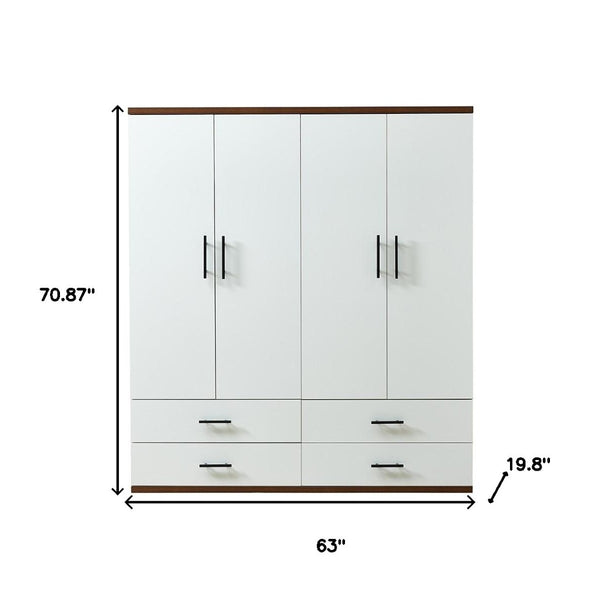 Homeroots 71" White Four Door Combo Dresser With Four Storage Drawers - Stylish, Durable, And Versatile Design  Manufactured Wood 569297