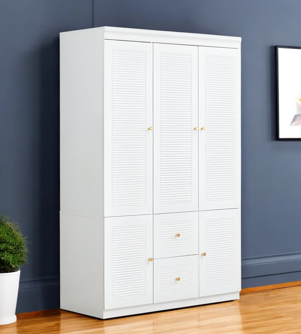 Homeroots 74" White Five Door Two Drawer Combo Dresser - Stylish Storage Solution For Any Room Decor  Manufactured Wood 569298
