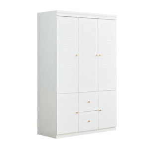 HomeRoots 74" Stylish White Combo Dresser with 5 Doors & 2 Drawers – Modern Storage Solution for Any Bedroom! 569298