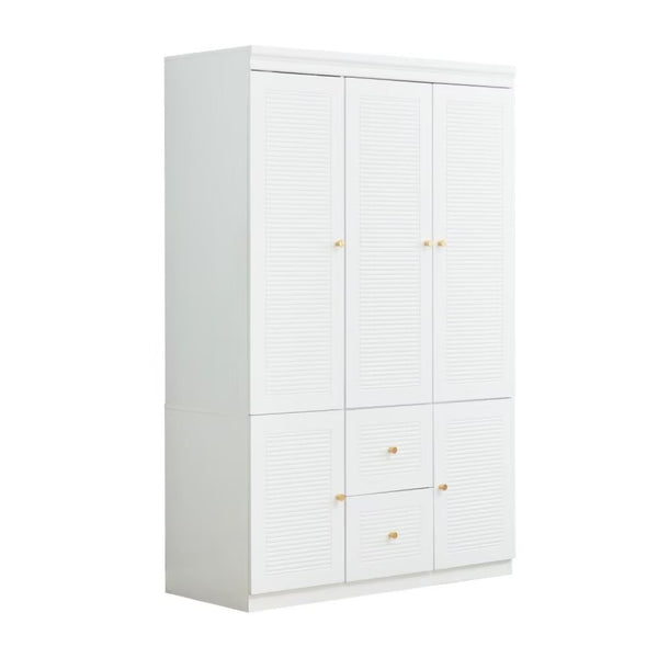 HomeRoots 74" Stylish White Combo Dresser with 5 Doors & 2 Drawers – Modern Storage Solution for Any Bedroom! 569298
